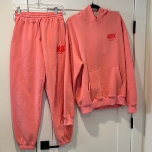 White Fox Pink Hoodie and Sweatpants Set